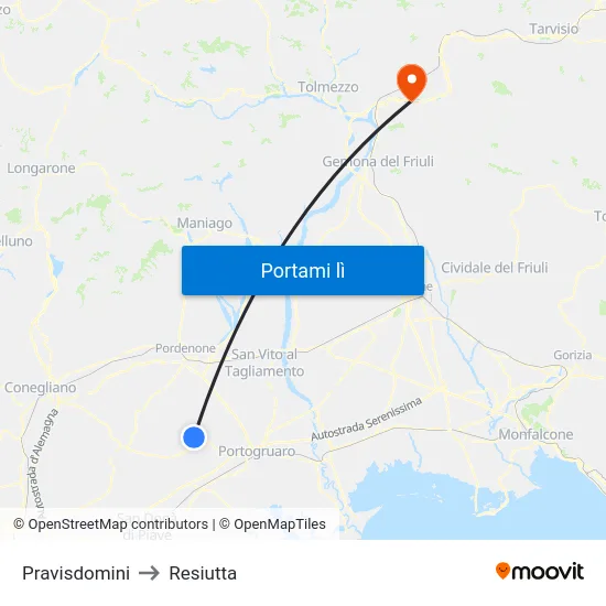Pravisdomini to Resiutta map