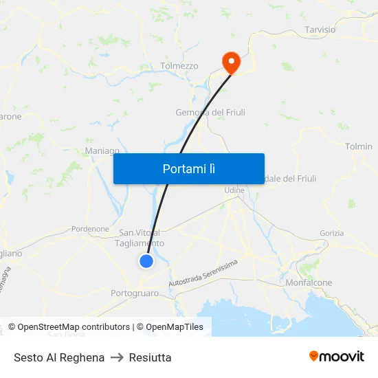 Sesto Al Reghena to Resiutta map