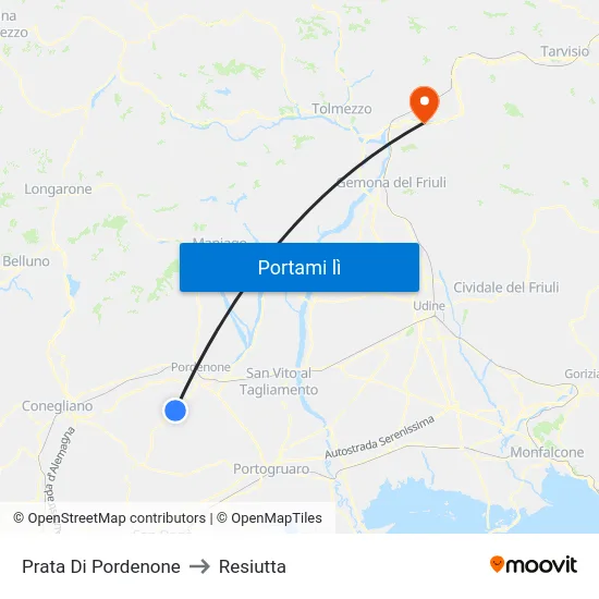 Prata Di Pordenone to Resiutta map