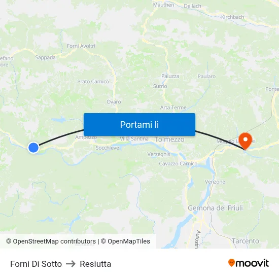 Forni Di Sotto to Resiutta map