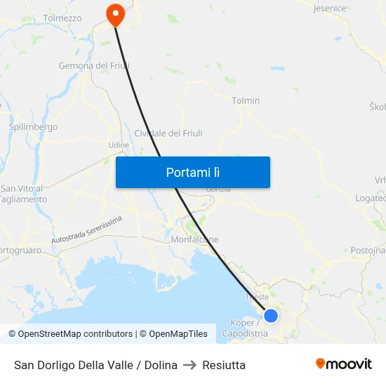 San Dorligo Della Valle / Dolina to Resiutta map