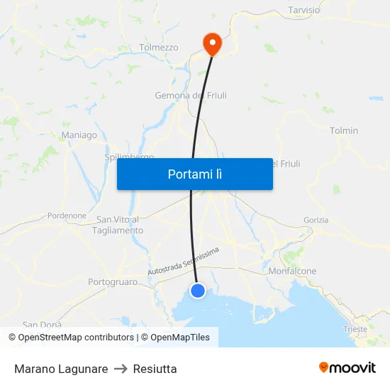 Marano Lagunare to Resiutta map