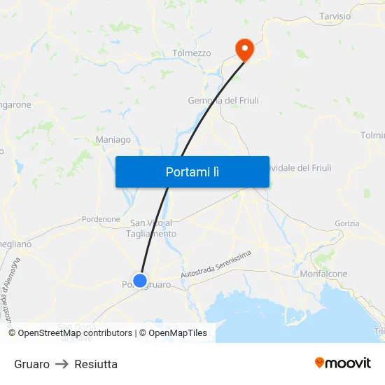Gruaro to Resiutta map