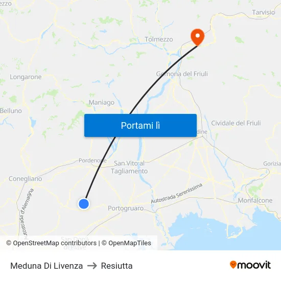 Meduna Di Livenza to Resiutta map