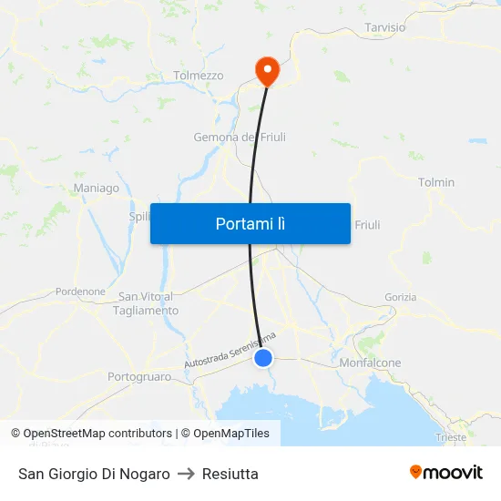 San Giorgio Di Nogaro to Resiutta map