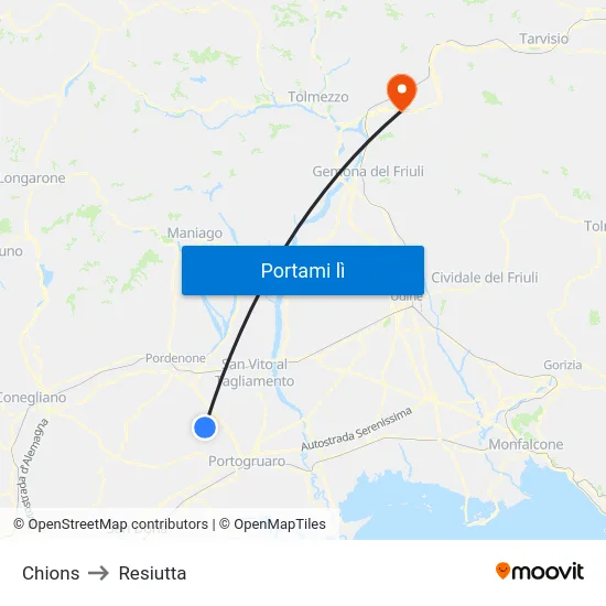 Chions to Resiutta map