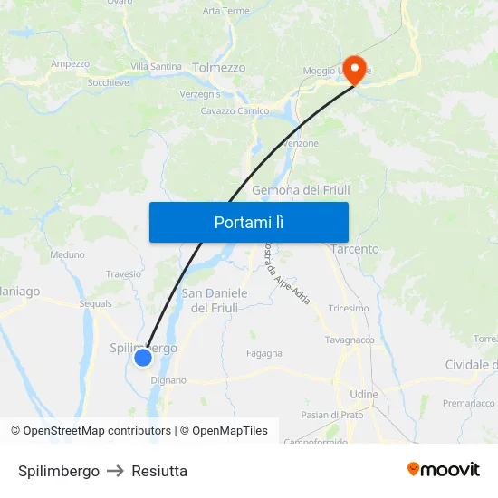 Spilimbergo to Resiutta map