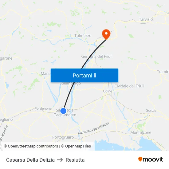 Casarsa Della Delizia to Resiutta map