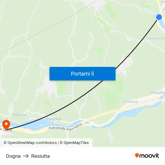 Dogna to Resiutta map