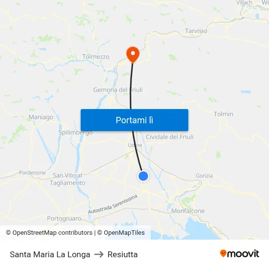 Santa Maria La Longa to Resiutta map
