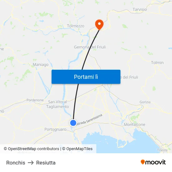 Ronchis to Resiutta map