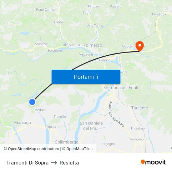Tramonti Di Sopra to Resiutta map