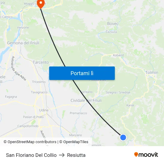 San Floriano Del Collio to Resiutta map