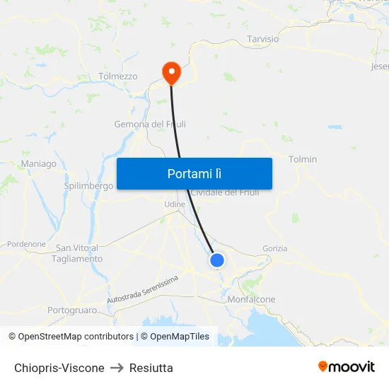 Chiopris-Viscone to Resiutta map