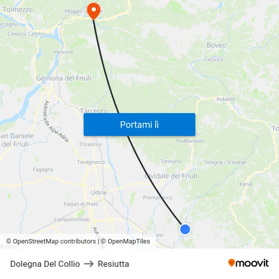 Dolegna Del Collio to Resiutta map