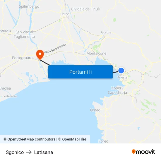 Sgonico to Latisana map