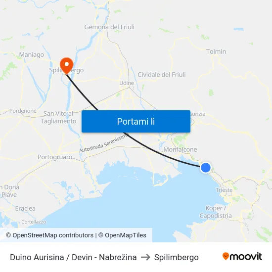 Duino Aurisina / Devin - Nabrežina to Spilimbergo map