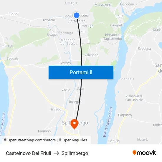 Castelnovo Del Friuli to Spilimbergo map