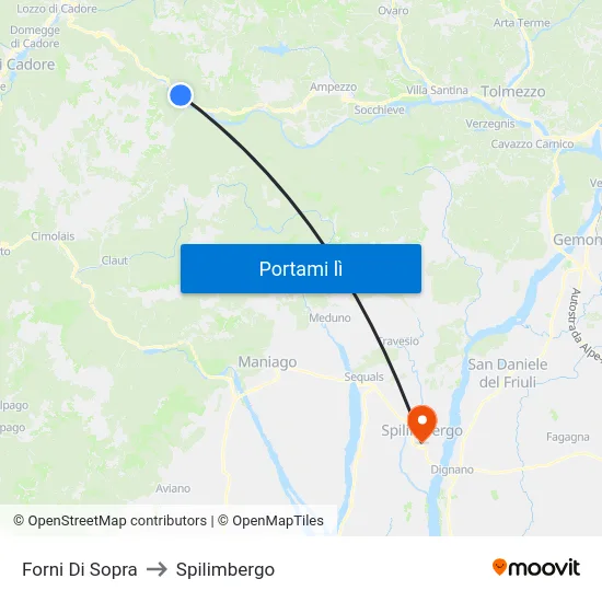 Forni Di Sopra to Spilimbergo map