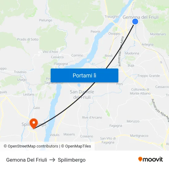 Gemona Del Friuli to Spilimbergo map