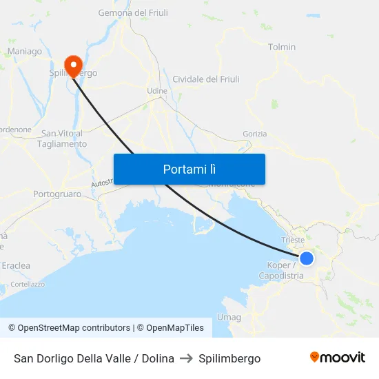 San Dorligo Della Valle / Dolina to Spilimbergo map