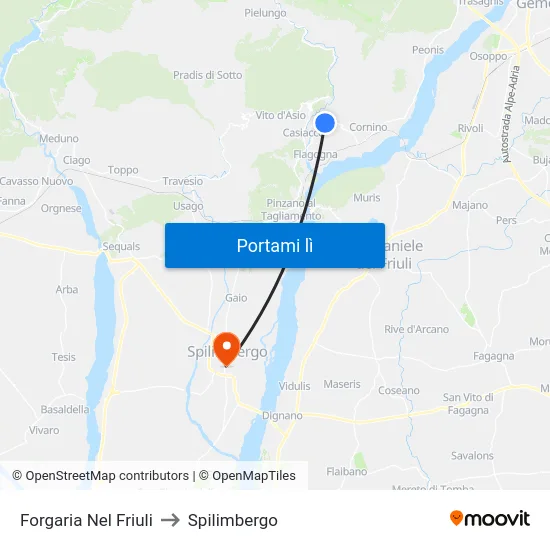 Forgaria Nel Friuli to Spilimbergo map