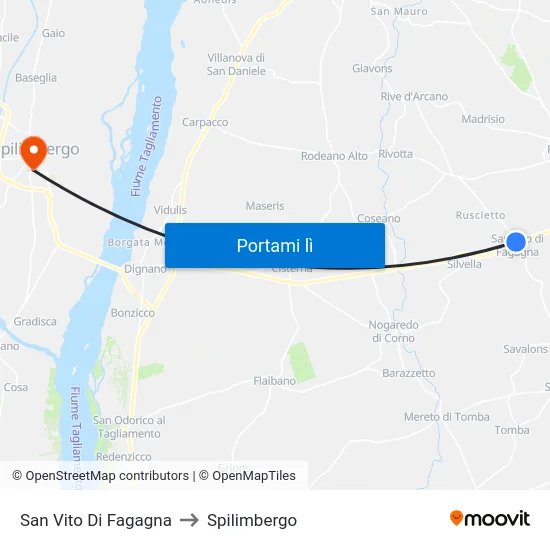 San Vito Di Fagagna to Spilimbergo map