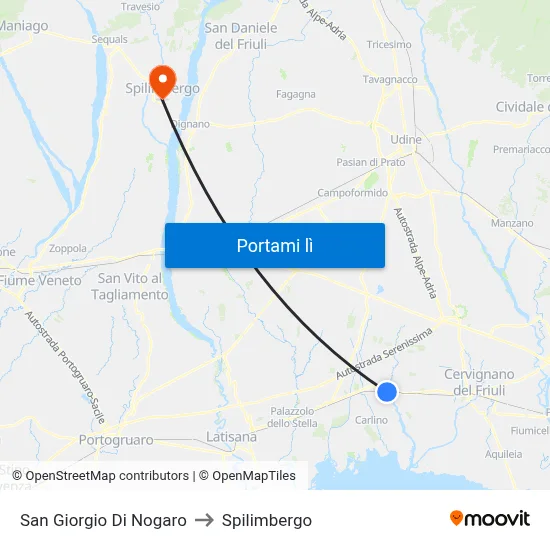 San Giorgio Di Nogaro to Spilimbergo map