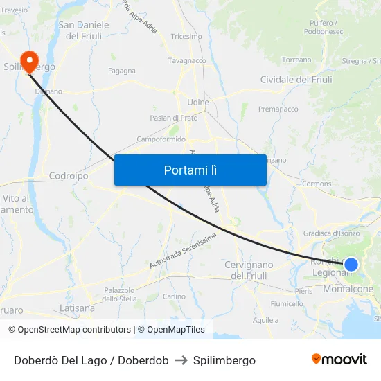 Doberdò Del Lago / Doberdob to Spilimbergo map