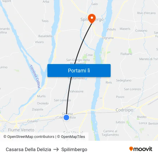 Casarsa Della Delizia to Spilimbergo map
