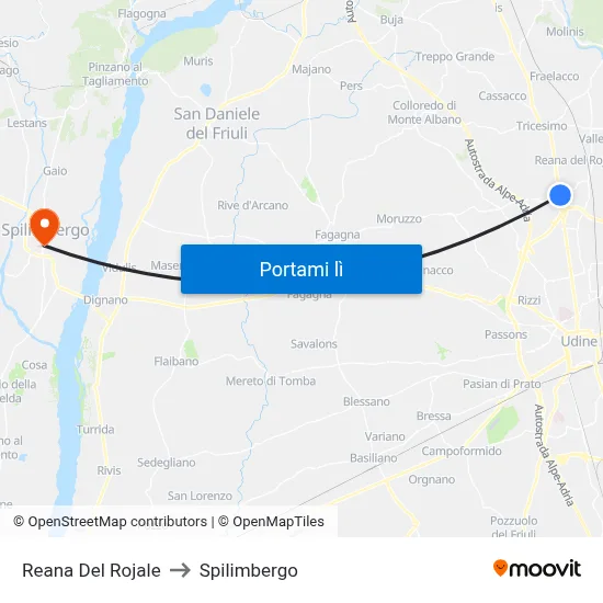 Reana Del Rojale to Spilimbergo map