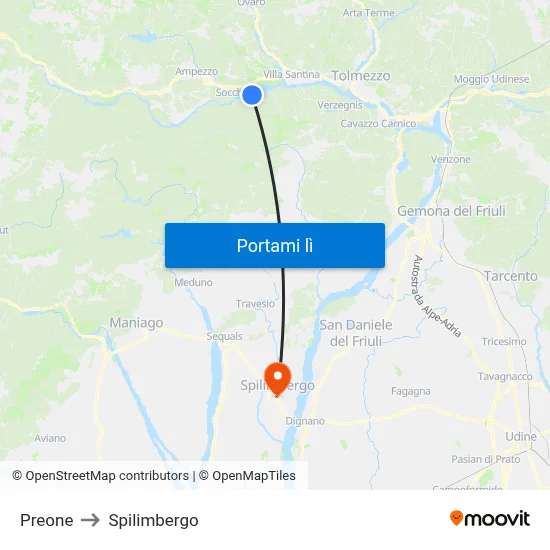 Preone to Spilimbergo map