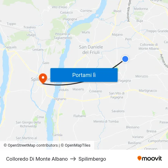 Colloredo Di Monte Albano to Spilimbergo map