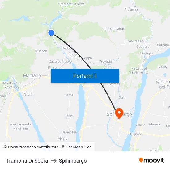 Tramonti Di Sopra to Spilimbergo map