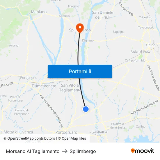 Morsano Al Tagliamento to Spilimbergo map