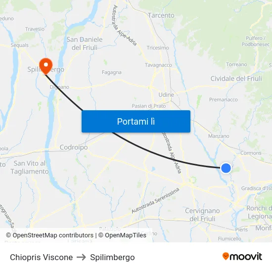 Chiopris Viscone to Spilimbergo map