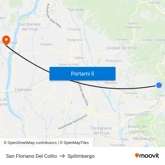San Floriano Del Collio to Spilimbergo map