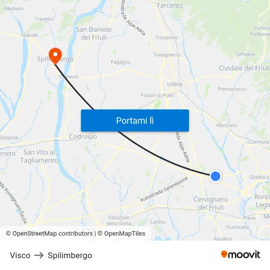 Visco to Spilimbergo map
