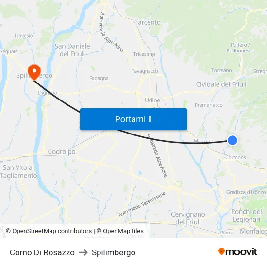 Corno Di Rosazzo to Spilimbergo map