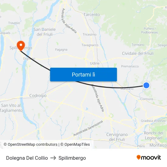 Dolegna Del Collio to Spilimbergo map