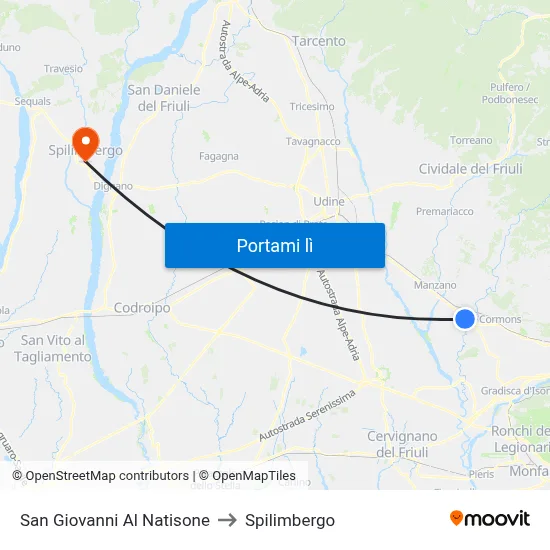 San Giovanni Al Natisone to Spilimbergo map