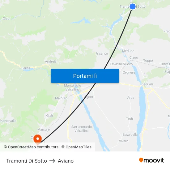 Tramonti Di Sotto to Aviano map