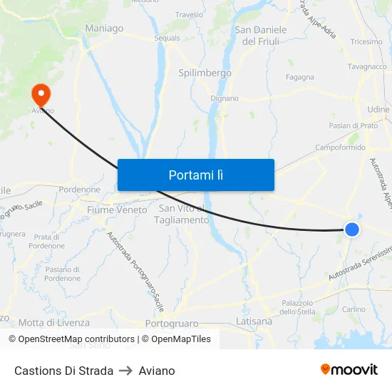 Castions Di Strada to Aviano map