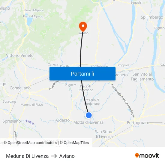 Meduna Di Livenza to Aviano map