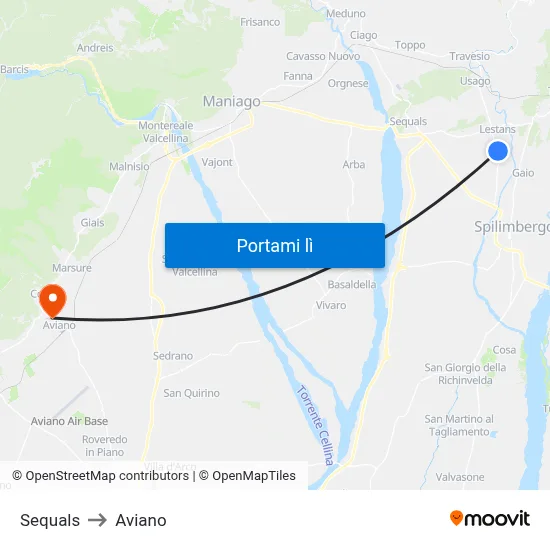 Sequals to Aviano map