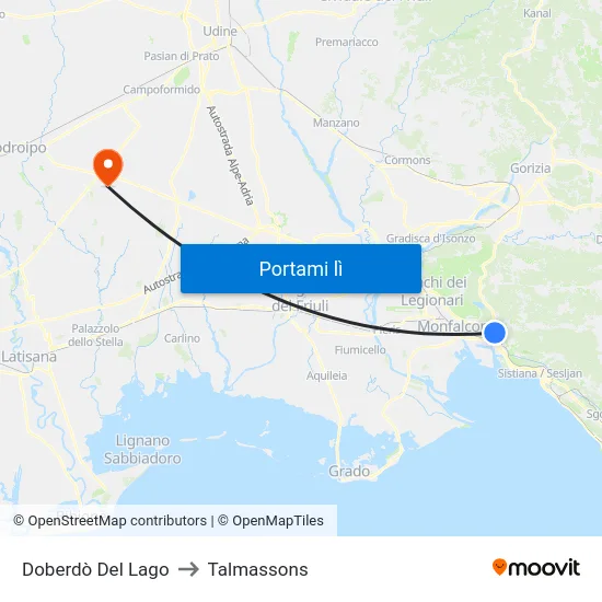 Doberdò Del Lago to Talmassons map