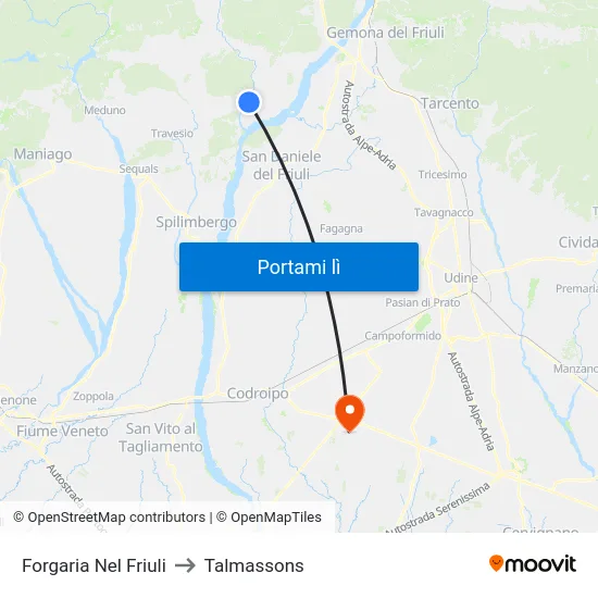 Forgaria Nel Friuli to Talmassons map