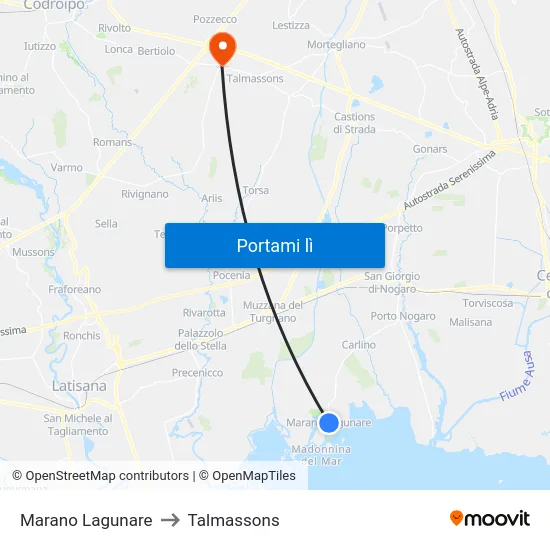 Marano Lagunare to Talmassons map