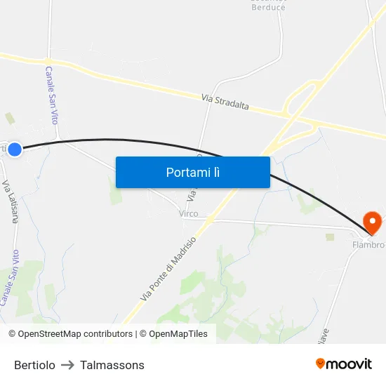 Bertiolo to Talmassons map