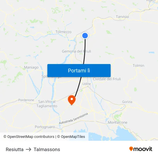 Resiutta to Talmassons map